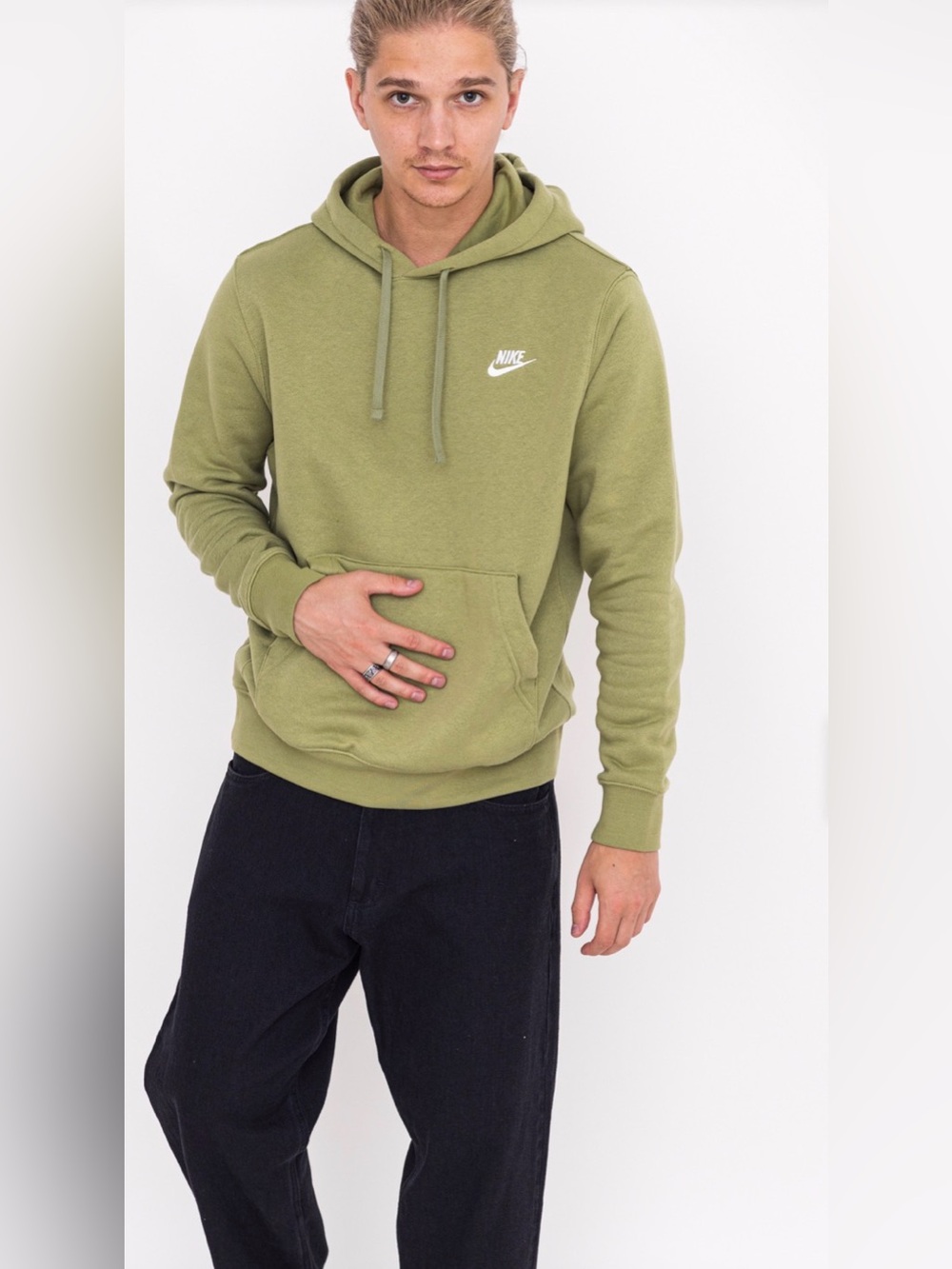 Nike Men’s L Club Fleece Hoodie Alligator Green Embroidered Swoosh
